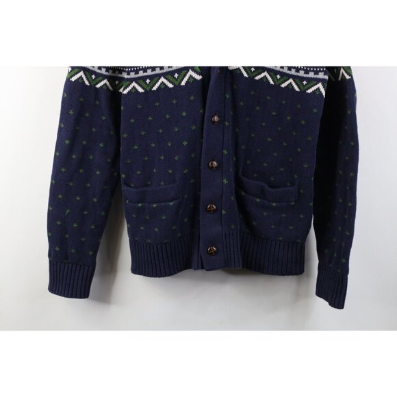 Vtg 90s Y2K Streetwear Mens Medium Crew Rowing Fair Isle Shawl Cardigan Sweater - Picture 3 of 13